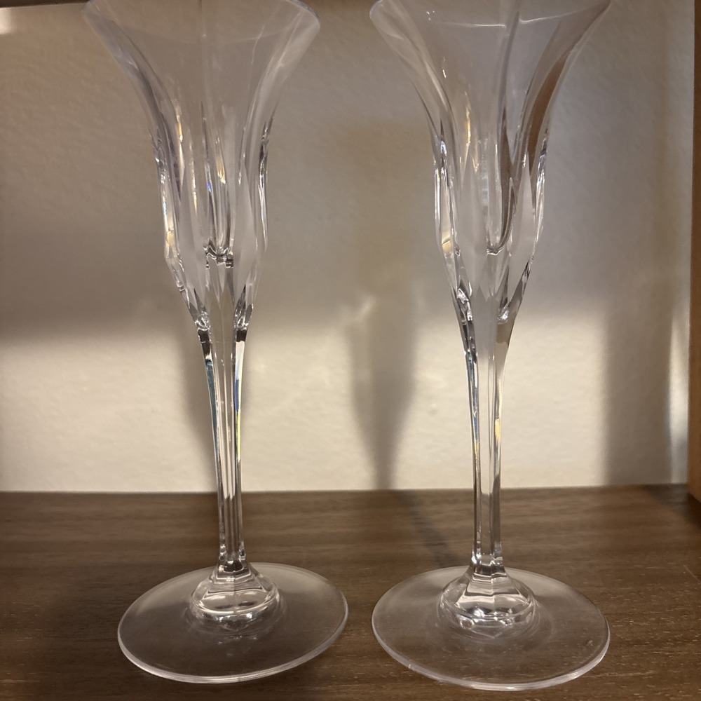 Mikasa Flame D'amore Crystal Pair Of Candlesticks‎ 7"